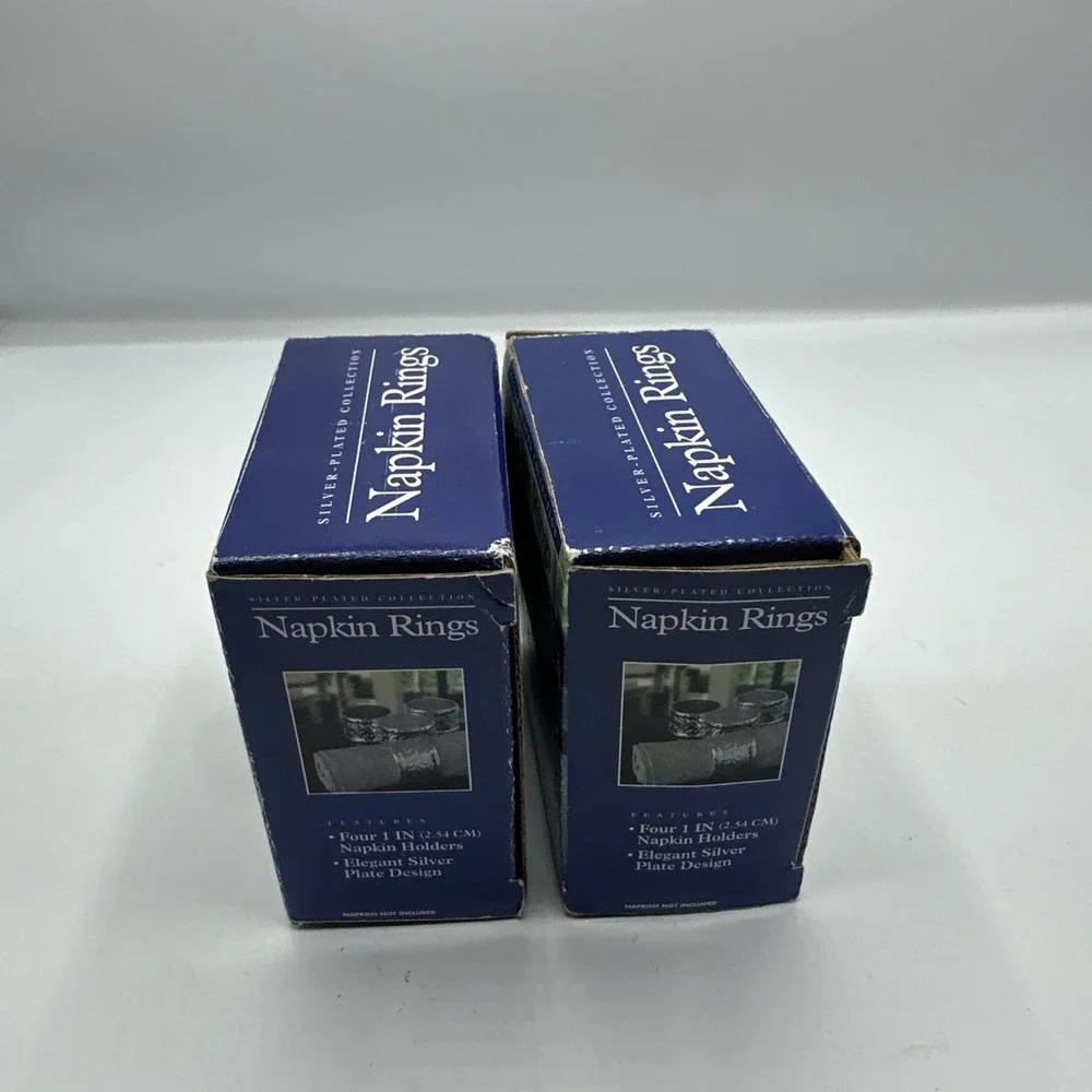 Silver Plated Collection.  Napkin Rings. 4- 2.54 CM New In‎ Box 2 Sets Of 4